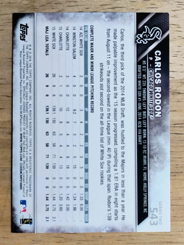 2016 Topps #543 Carlos Rodon FS