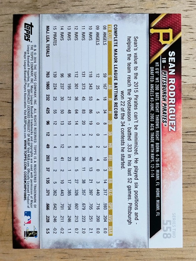 2016 Topps #558 Sean Rodriguez