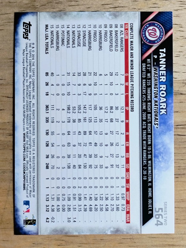 2016 Topps #564 Tanner Roark
