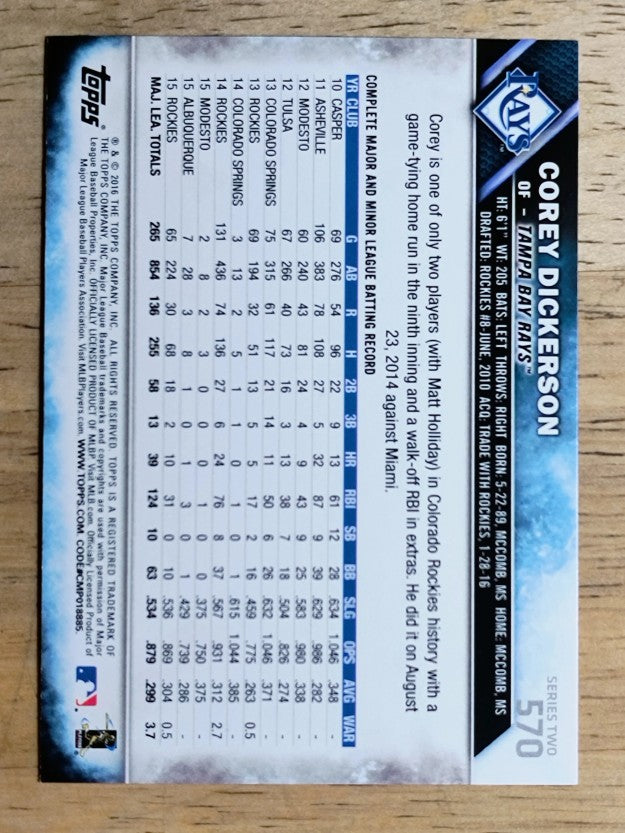 2016 Topps #570 Corey Dickerson