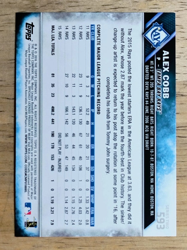 2016 Topps #593 Alex Cobb