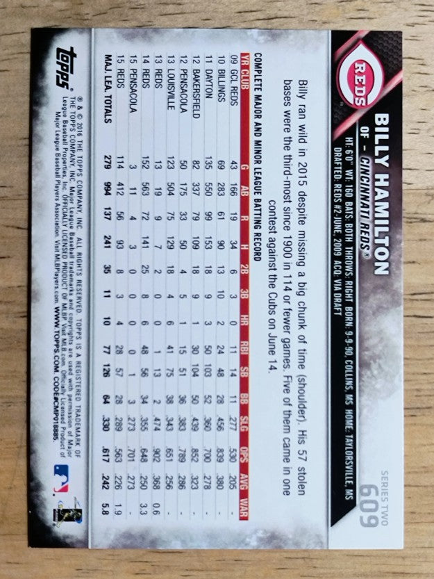 2016 Topps #609A Billy Hamilton