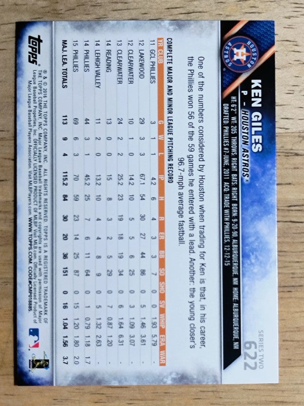 2016 Topps #622 Ken Giles