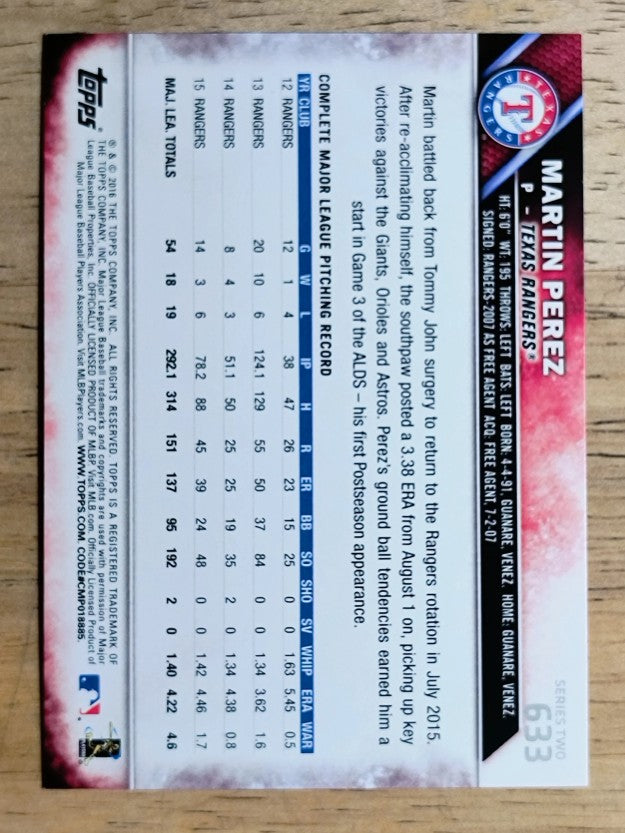 2016 Topps #633 Martin Perez
