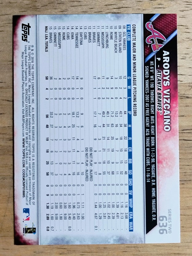2016 Topps #636 Arodys Vizcaino