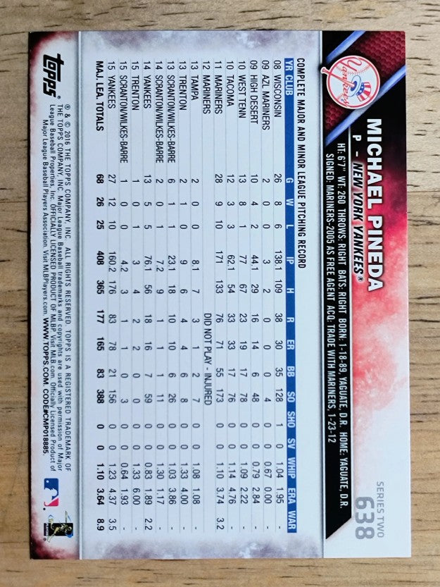 2016 Topps #638 Michael Pineda