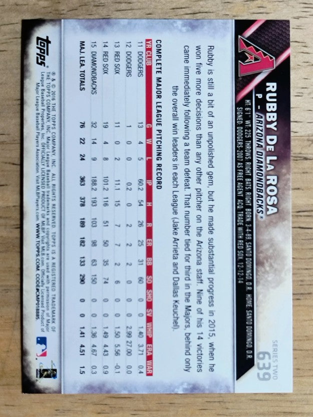 2016 Topps #639 Rubby De La Rosa