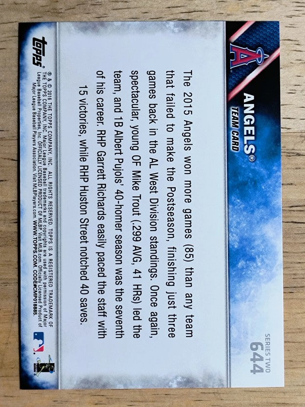 2016 Topps #644 Los Angeles Angels
