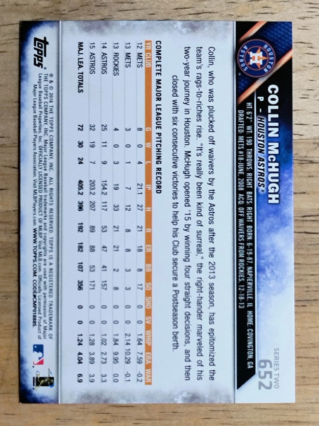 2016 Topps #652A Collin McHugh