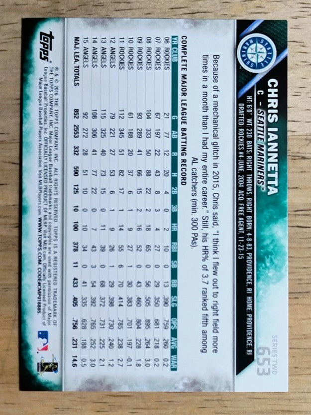 2016 Topps #653 Chris Iannetta