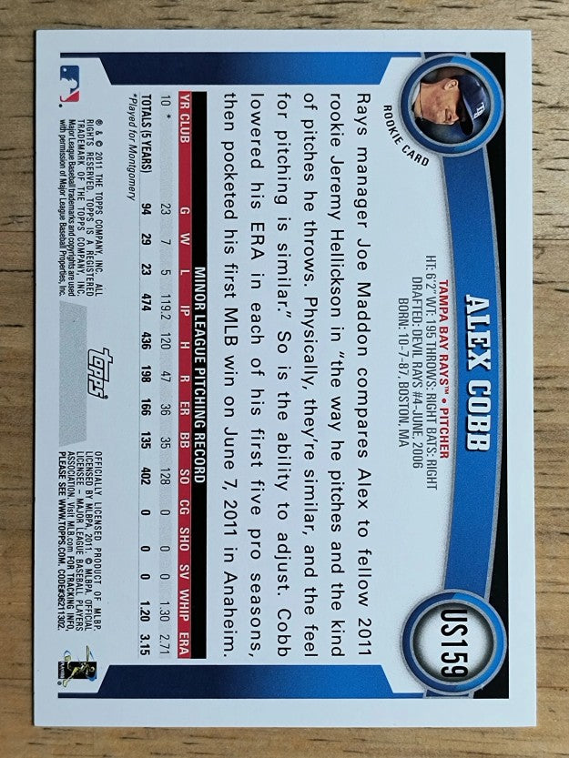 2011 Topps Update #US159 Alex Cobb RC