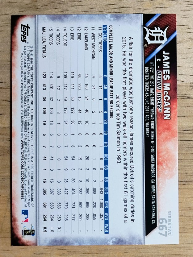 2016 Topps #667 James McCann FS