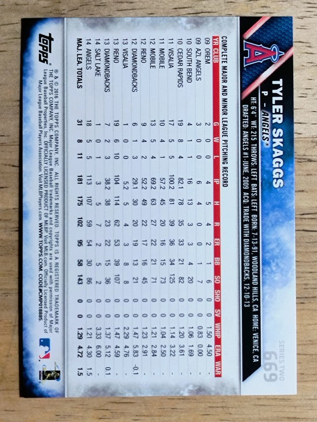 2016 Topps #669 Tyler Skaggs