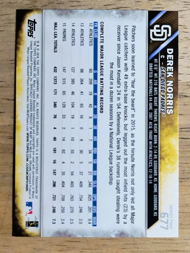 2016 Topps #677 Derek Norris