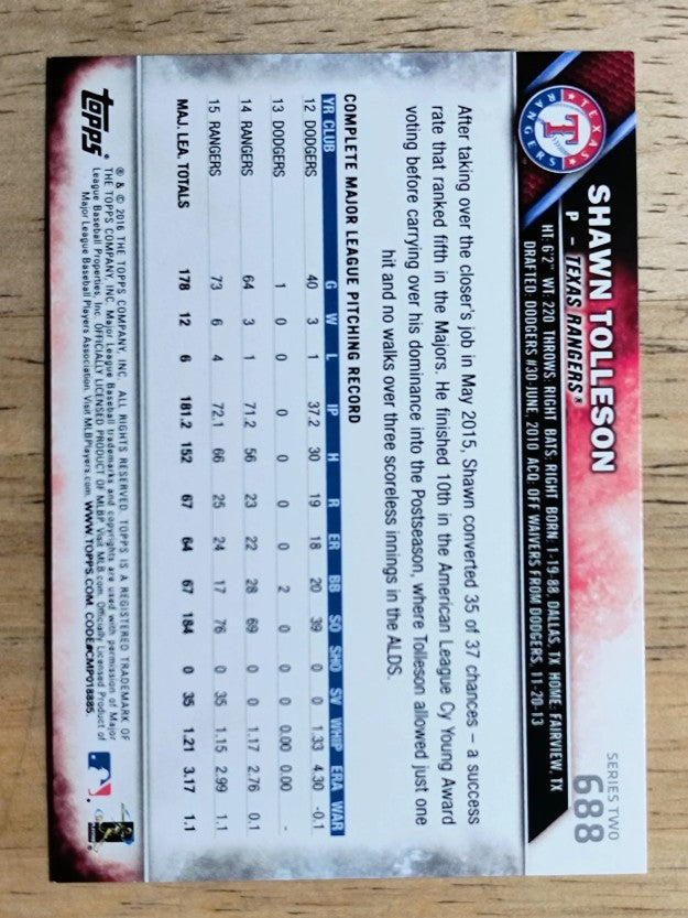 2016 Topps #688 Shawn Tolleson
