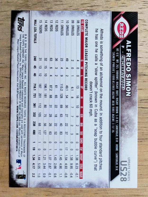 2016 Topps Update #US28 Alfredo Simon