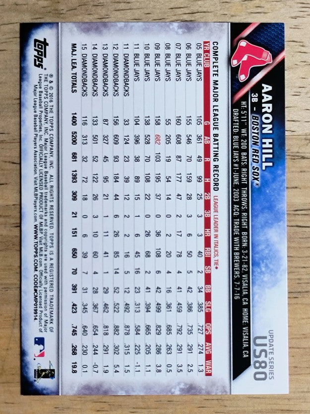 2016 Topps Update #US80 Aaron Hill