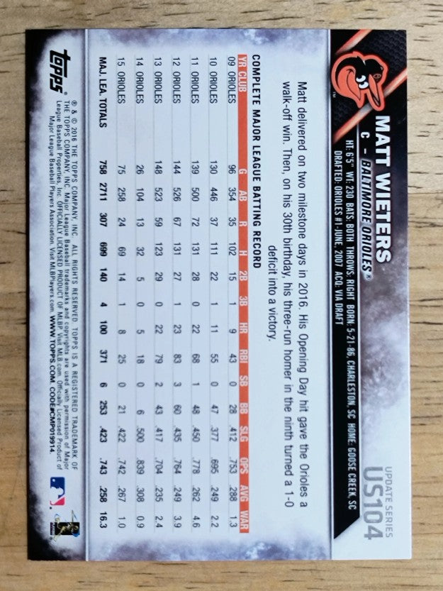 2016 Topps Update #US104 Matt Wieters