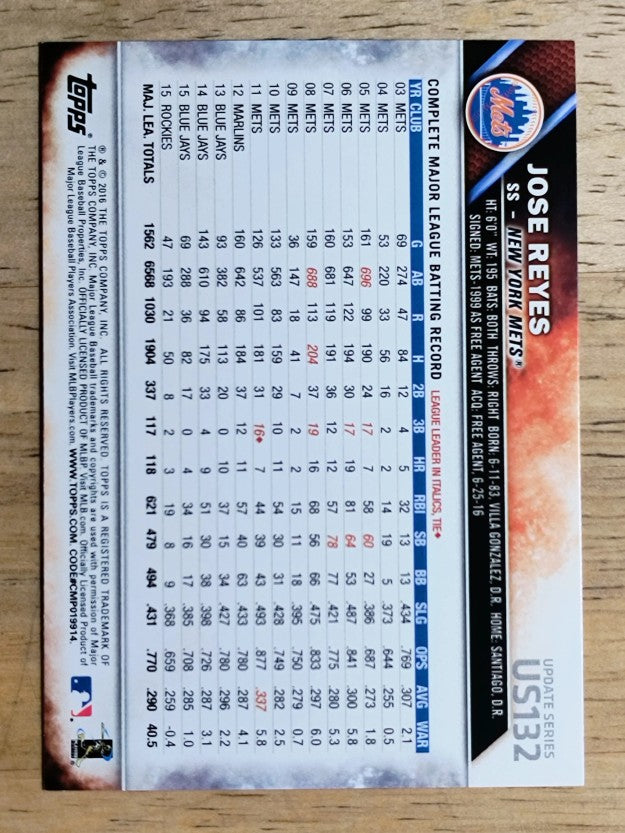 2016 Topps Update #US132 Jose Reyes