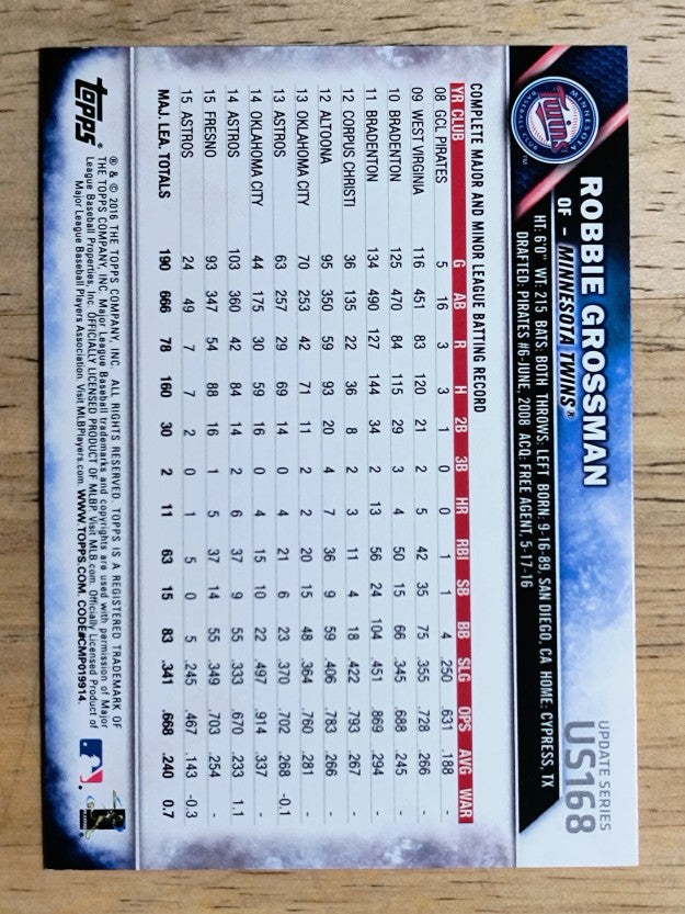2016 Topps Update #US168 Robbie Grossman