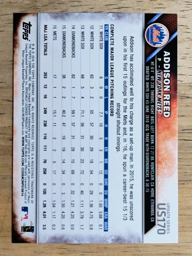 2016 Topps Update #US170 Addison Reed