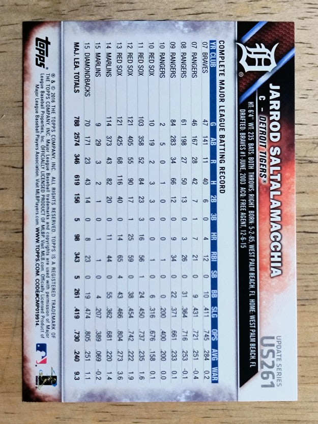 2016 Topps Update #US261 Jarrod Saltalamacchia
