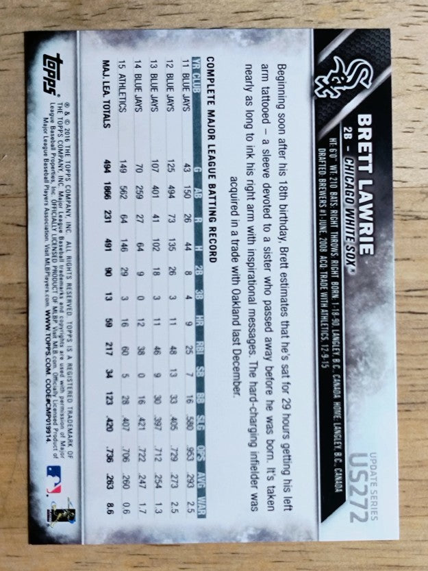 2016 Topps Update #US272 Brett Lawrie