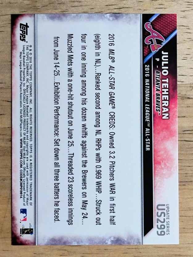 2016 Topps Update #US299 Julio Teheran AS