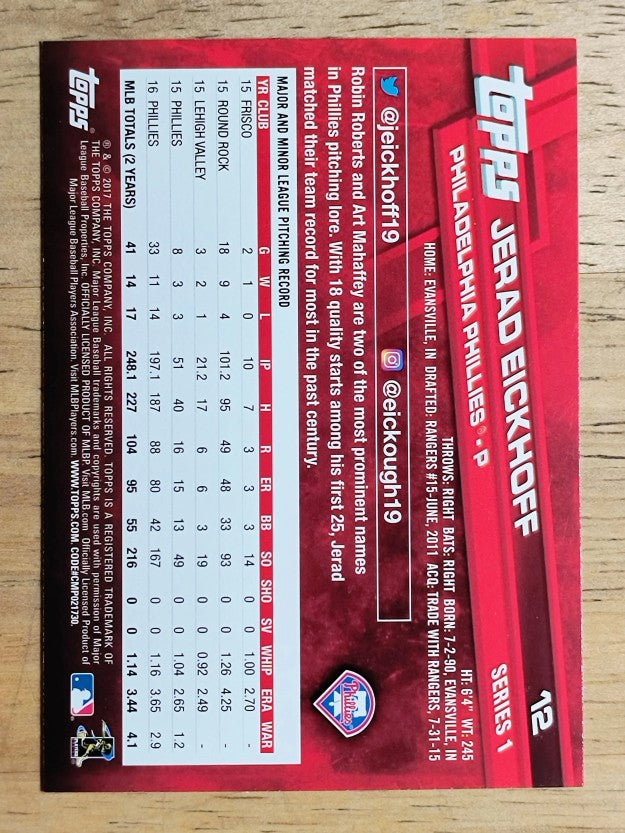 2017 Topps #12 Jerad Eickhoff