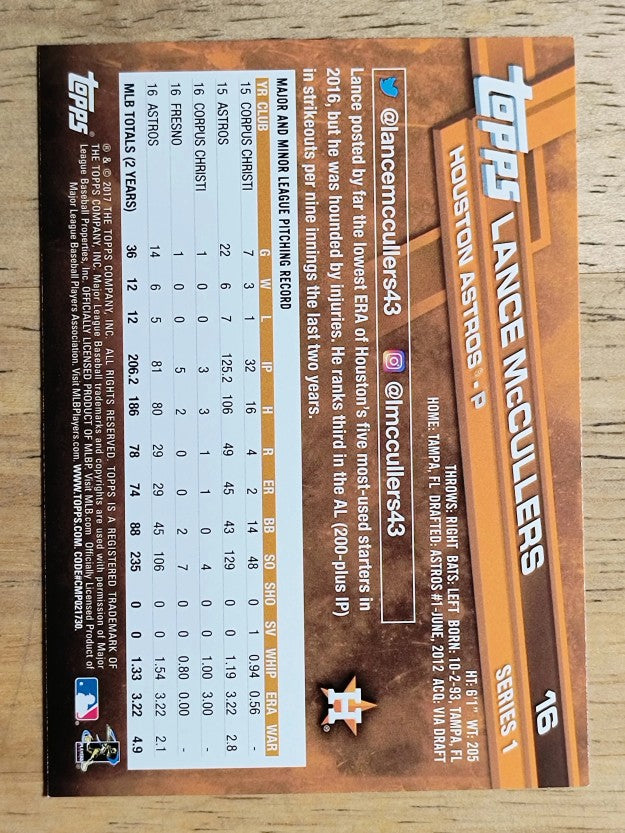 2017 Topps #16 Lance McCullers