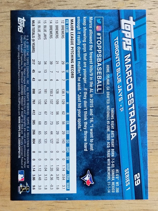 2017 Topps #29 Marco Estrada