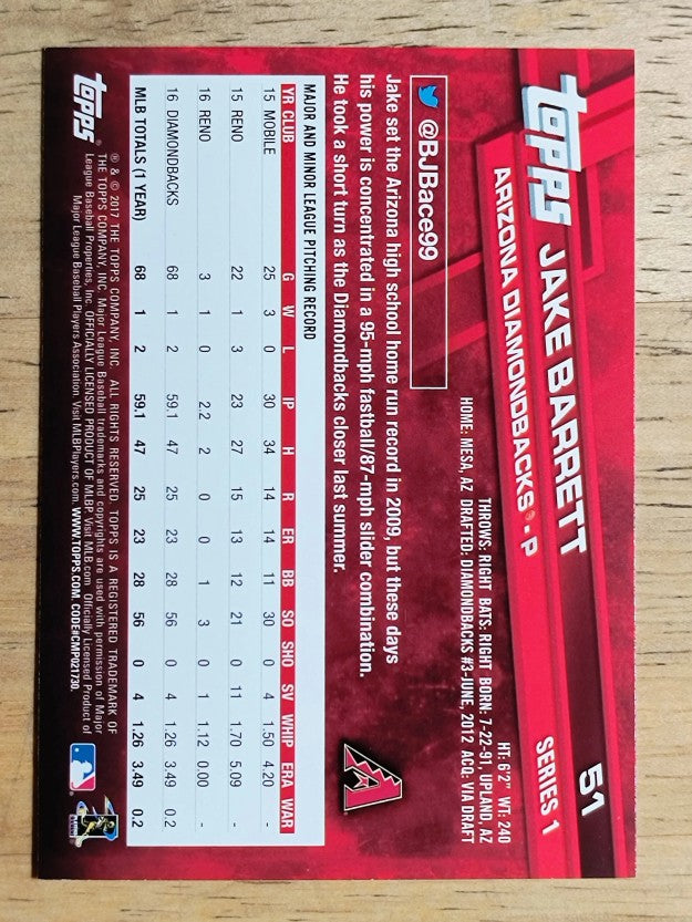 2017 Topps #51 Jake Barrett