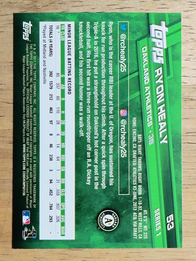 2017 Topps #53A Ryon Healy RC