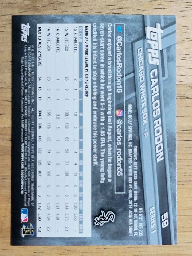 2017 Topps #59 Carlos Rodon