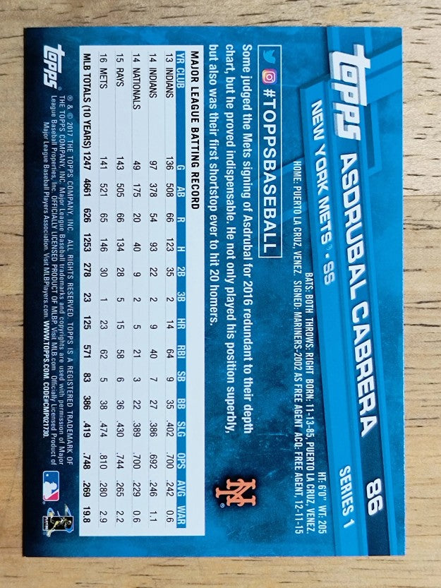 2017 Topps #86 Asdrubal Cabrera