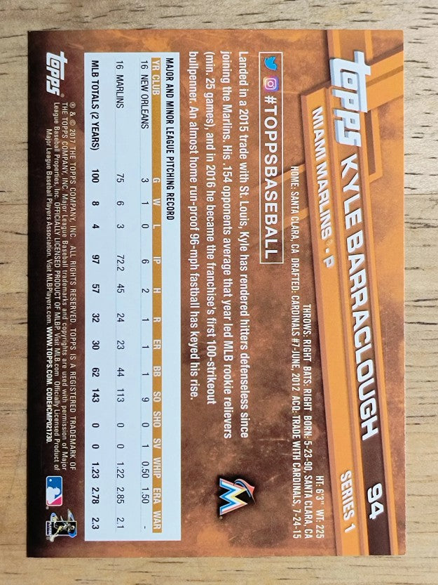 2017 Topps #94 Kyle Barraclough