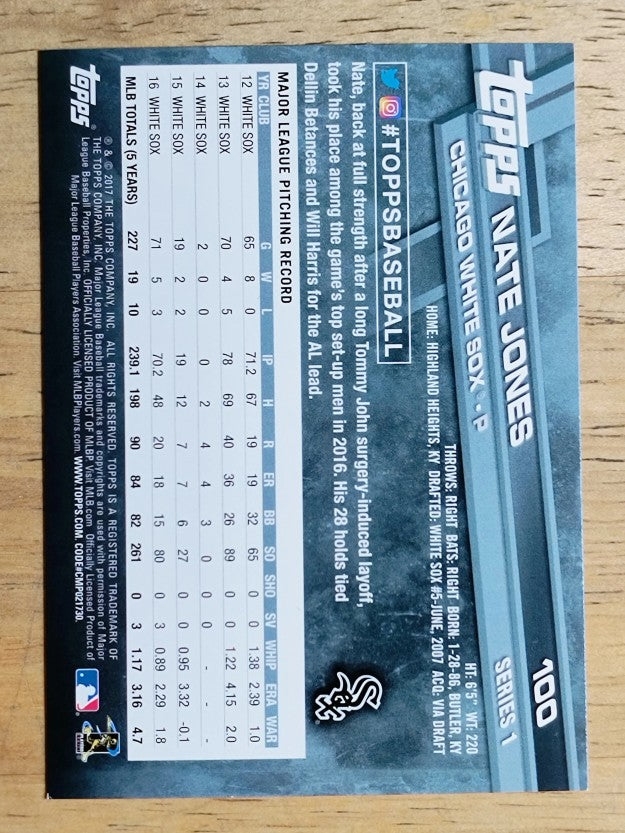 2017 Topps #100 Nate Jones
