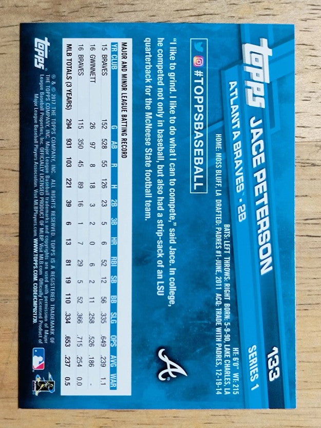 2017 Topps #133 Jace Peterson