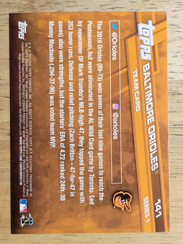 2017 Topps #141 Baltimore Orioles