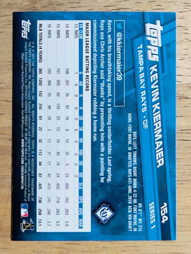 2017 Topps #154 Kevin Kiermaier