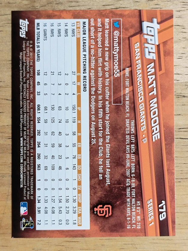 2017 Topps #179 Matt Moore