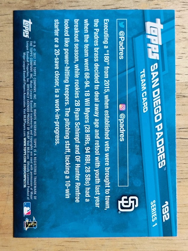 2017 Topps #192 San Diego Padres