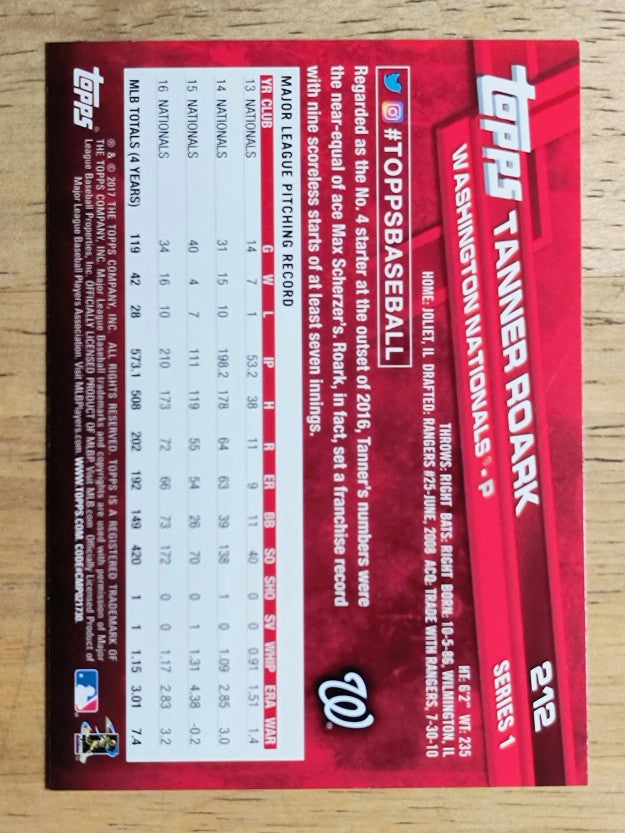 2017 Topps #212 Tanner Roark