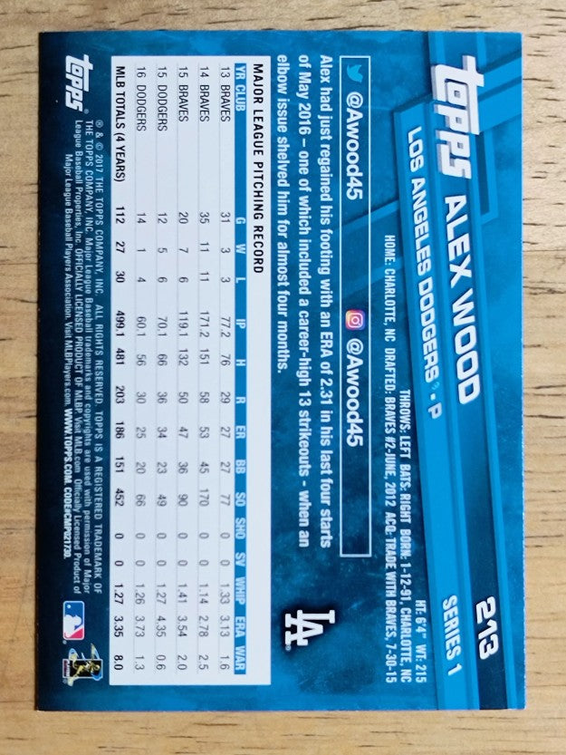 2017 Topps #213 Alex Wood