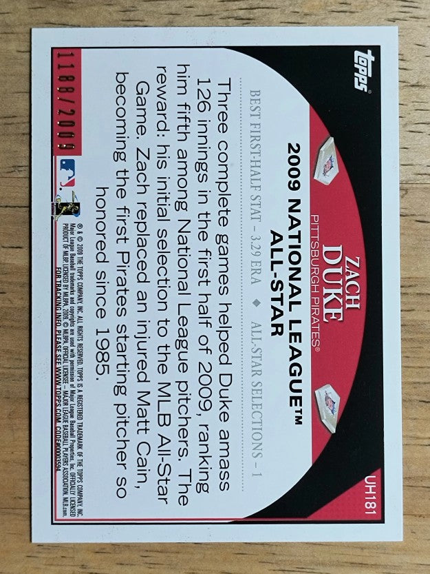 2009 Topps Update Gold Border #UH181 Zach Duke