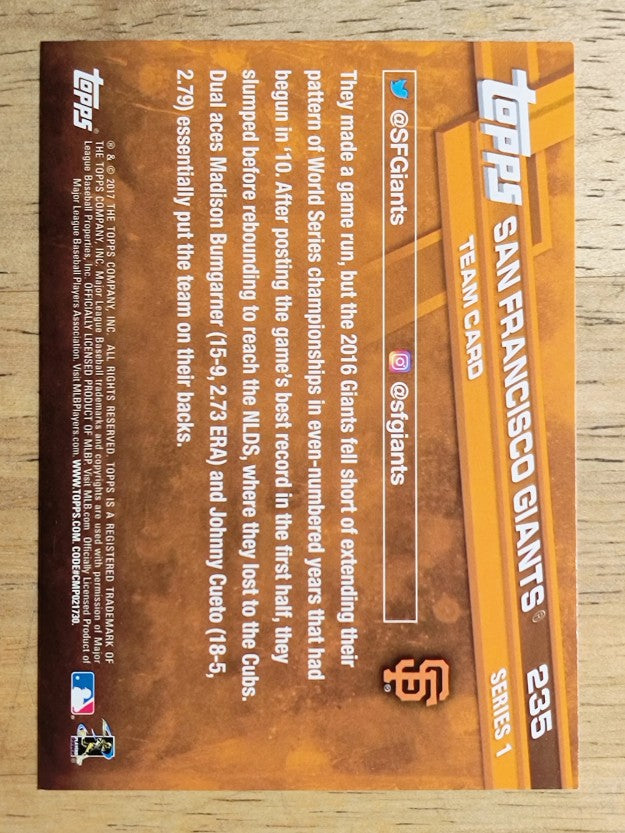2017 Topps #235 San Francisco Giants