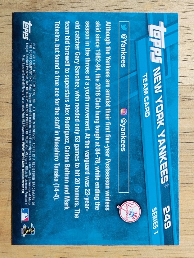 2017 Topps #249 New York Yankees