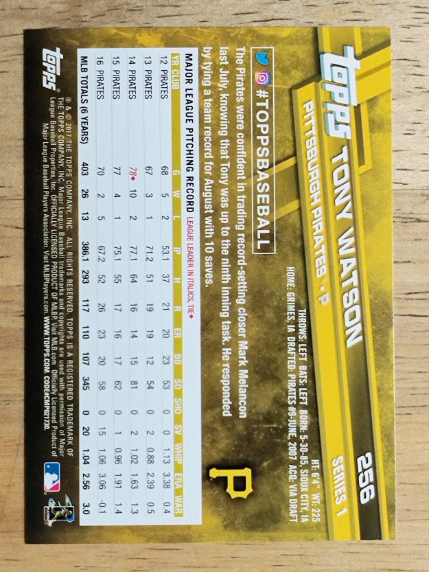 2017 Topps #256 Tony Watson