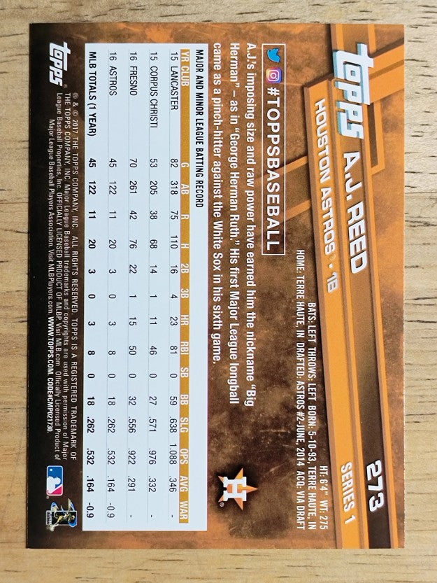 2017 Topps #273 A.J. Reed