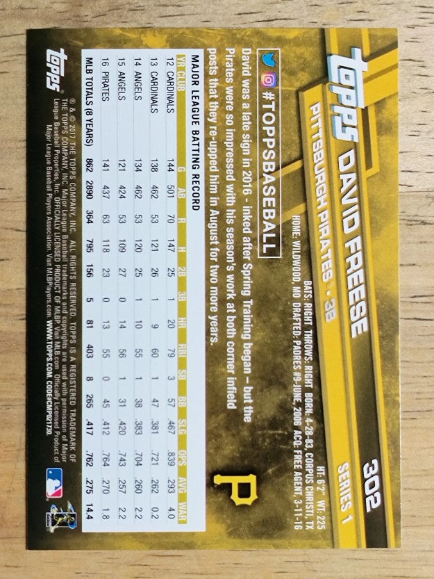 2017 Topps #302 David Freese